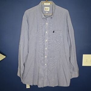 Disney Men's XXL Button-Down Dress Shirt navy blue white collared Mickey Mouse